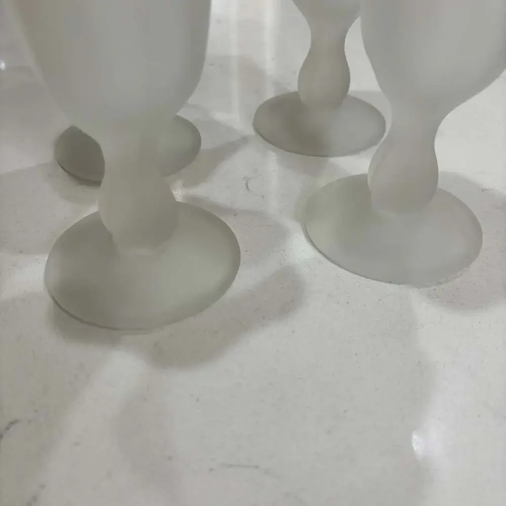 Vintage  Frosted Satin Glass Ruffled Sherbet Dessert Dishes - Set of 4. 6.5”